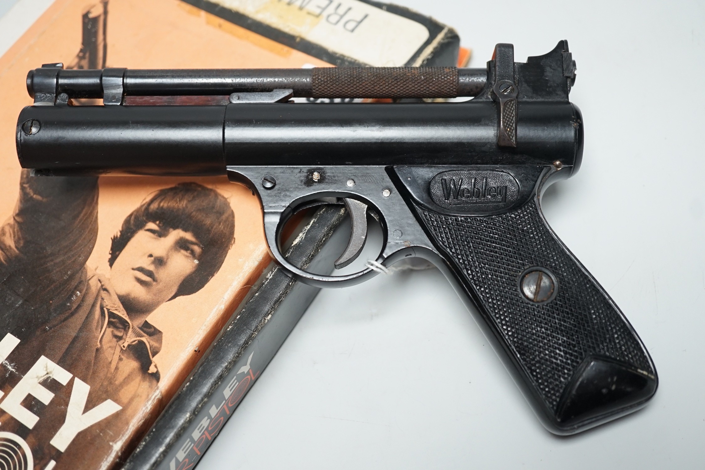 A Webley Premier air pistol with box
